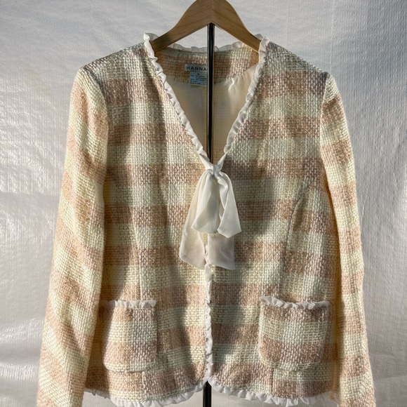 Hannah White and Pink Blazer with Textured Finish,Y2K,Vintage. - Picture 1 of 6